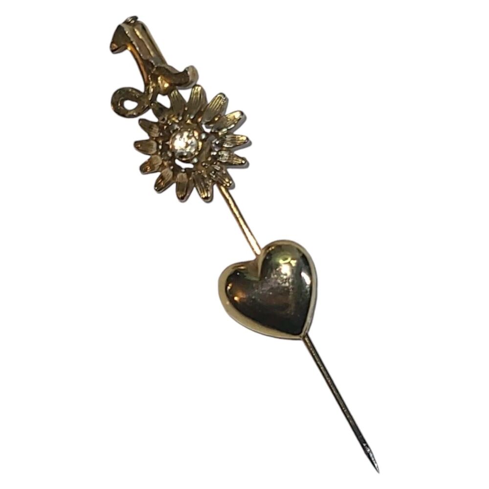 1978 Sarah Coventry CHANGING TIMES Stick Pin Brooch Gold Tone Removable Charms